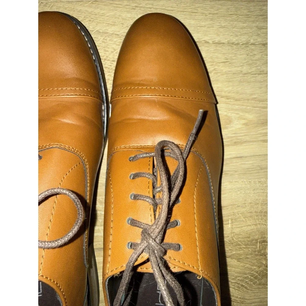 HEEZ Men Lace-Up Oxford Brown Dress Shoes Leather LaceUp Casual  Formal Size 8.5